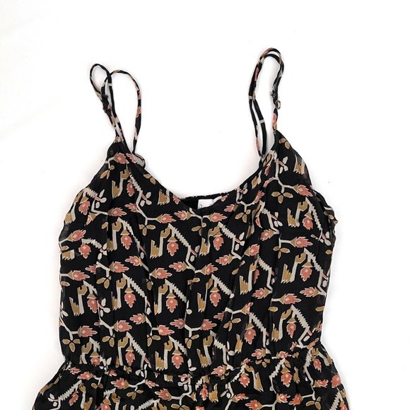 Anthropologie Dolan Sz L 100% Silk Black Rolakan Tapestry Print Romper Jumpsuit - Picture 4 of 9